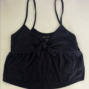 American Eagle Heather Grey Tie Front Crop Camisole